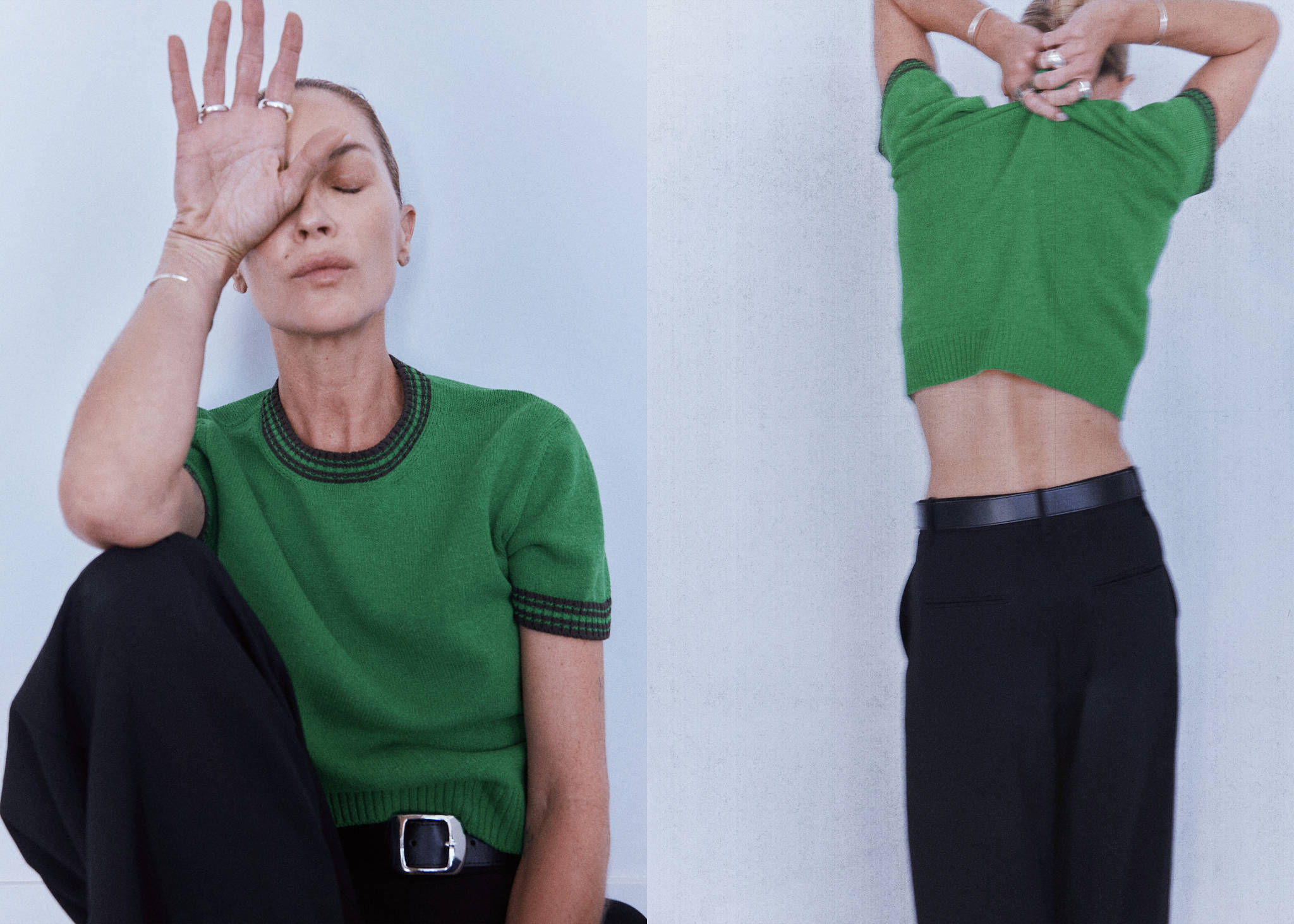 Ribbed knit jumper with contrast trims - Panoramic plane