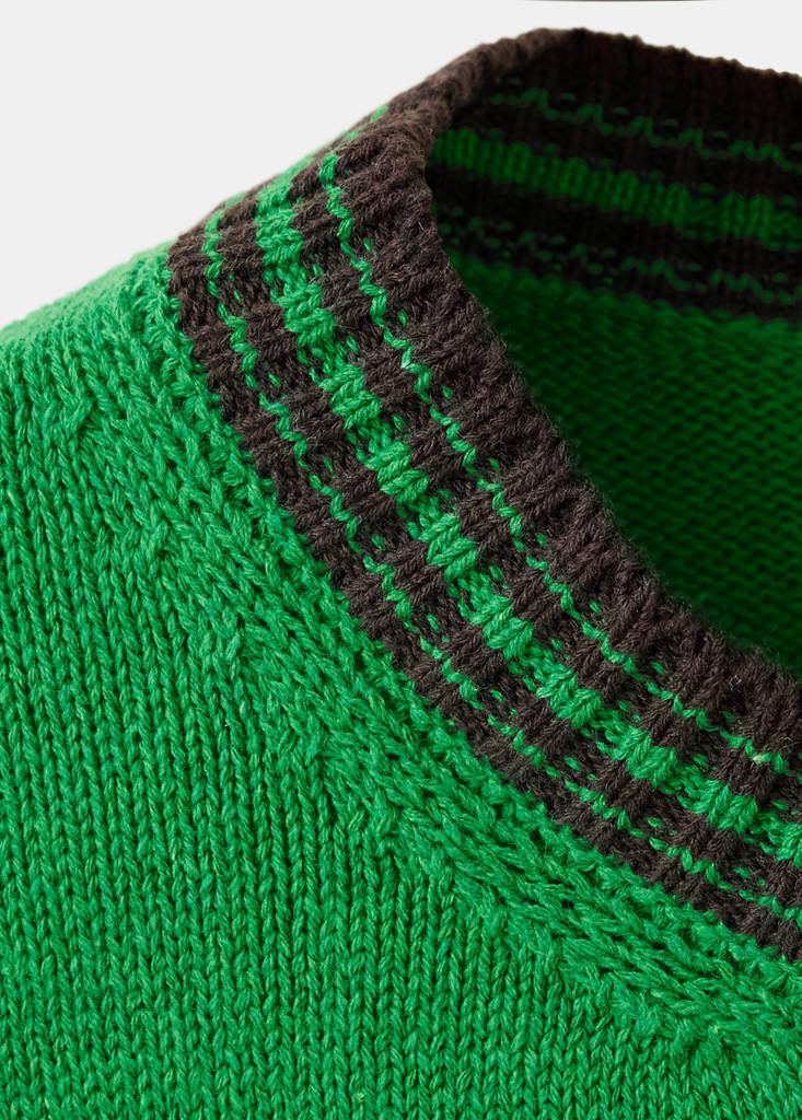 Ribbed knit jumper with contrast trims — Green