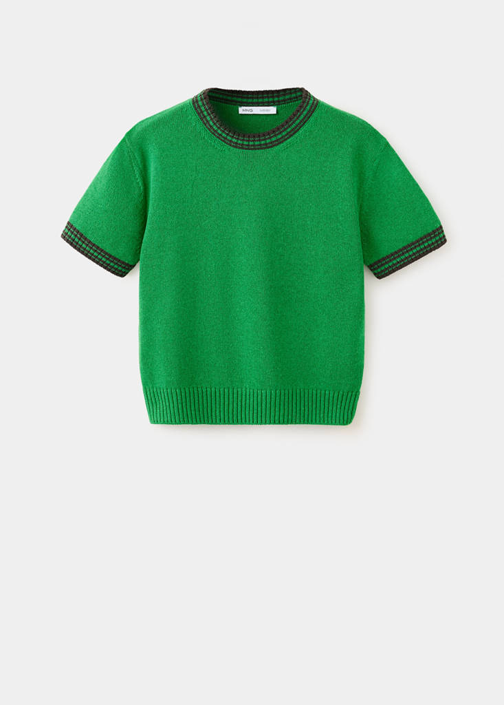 Ribbed knit jumper with contrast trims — Green