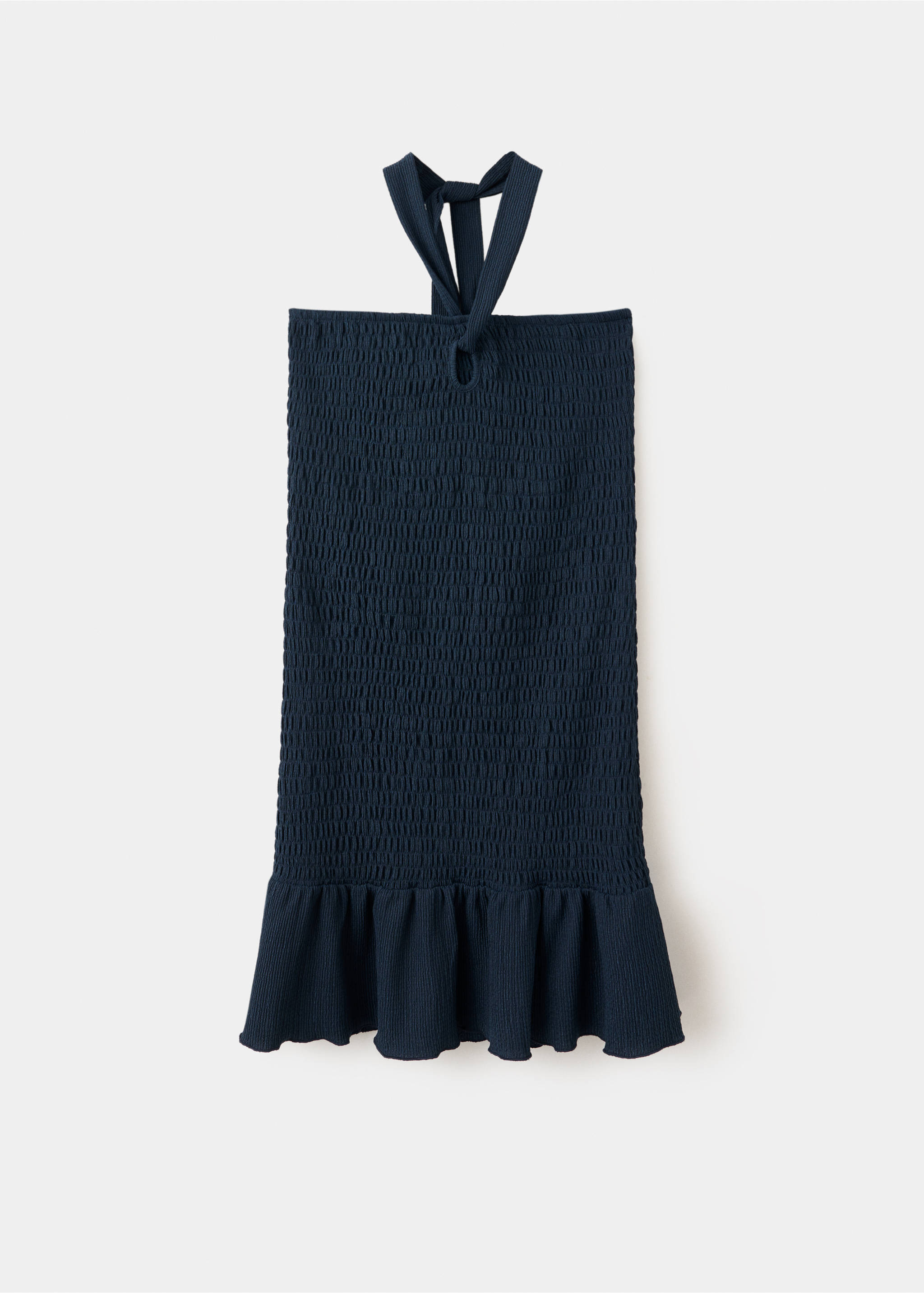 Short ruched dress with ruffled hem - Article without model, Navy. Ref: 37092560-00.