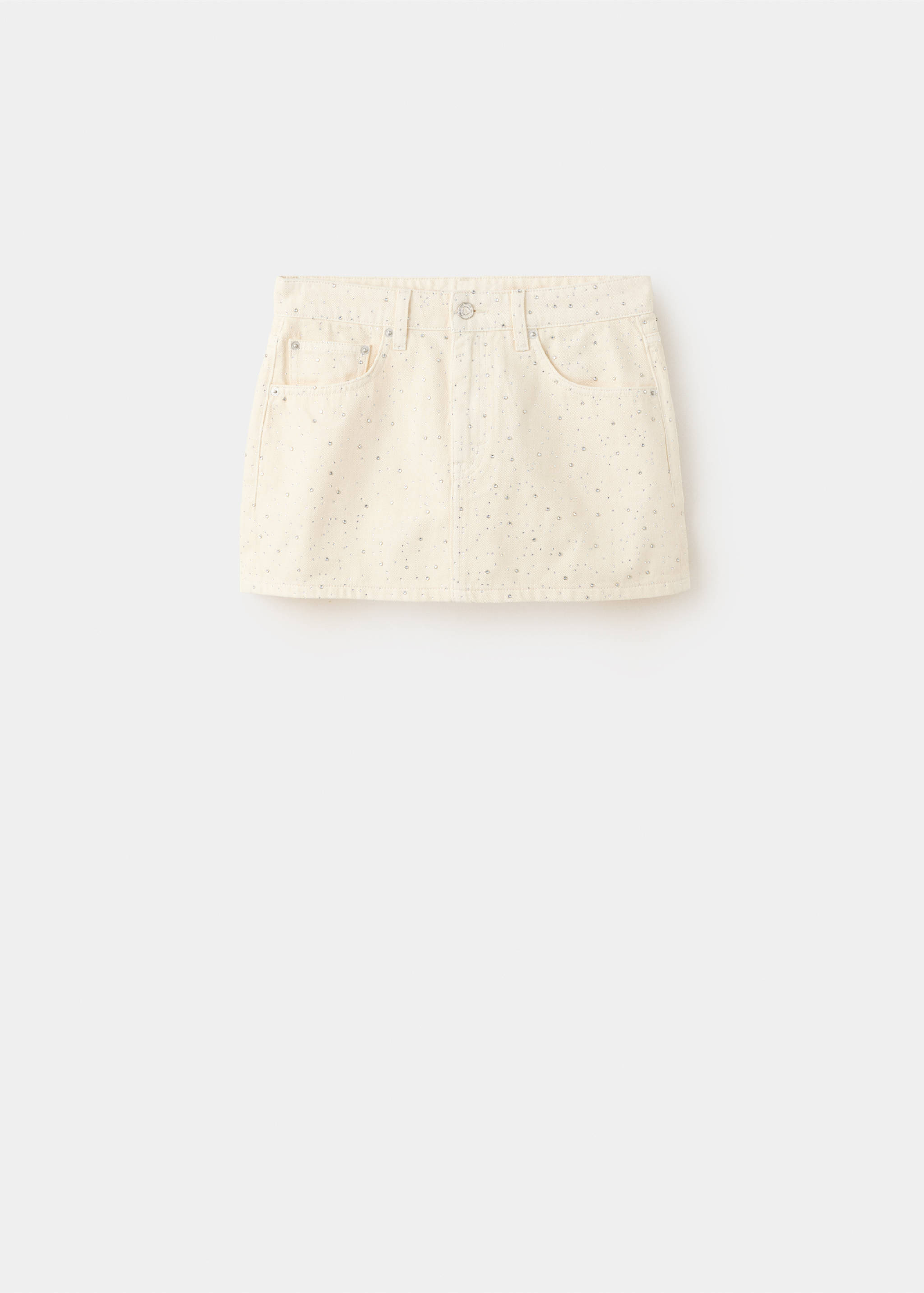 Jupe en jean strass - Article sans modèle, Blanc cassé. Ref: 37092561-00.