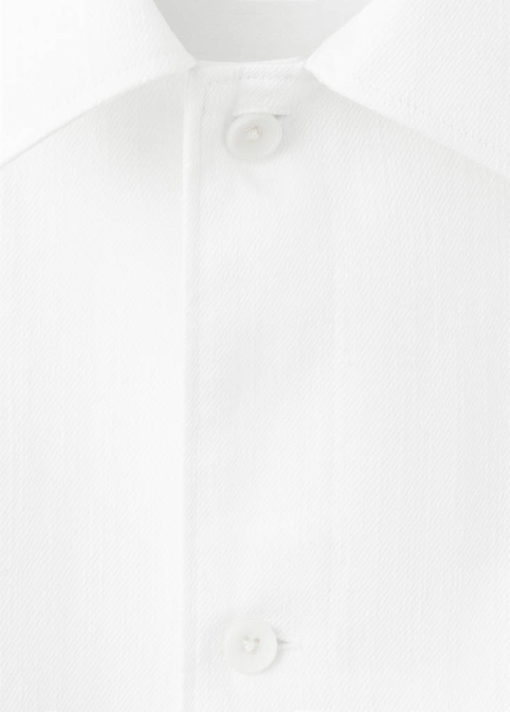 Regular fit cotton-linen blend overshirt — White
