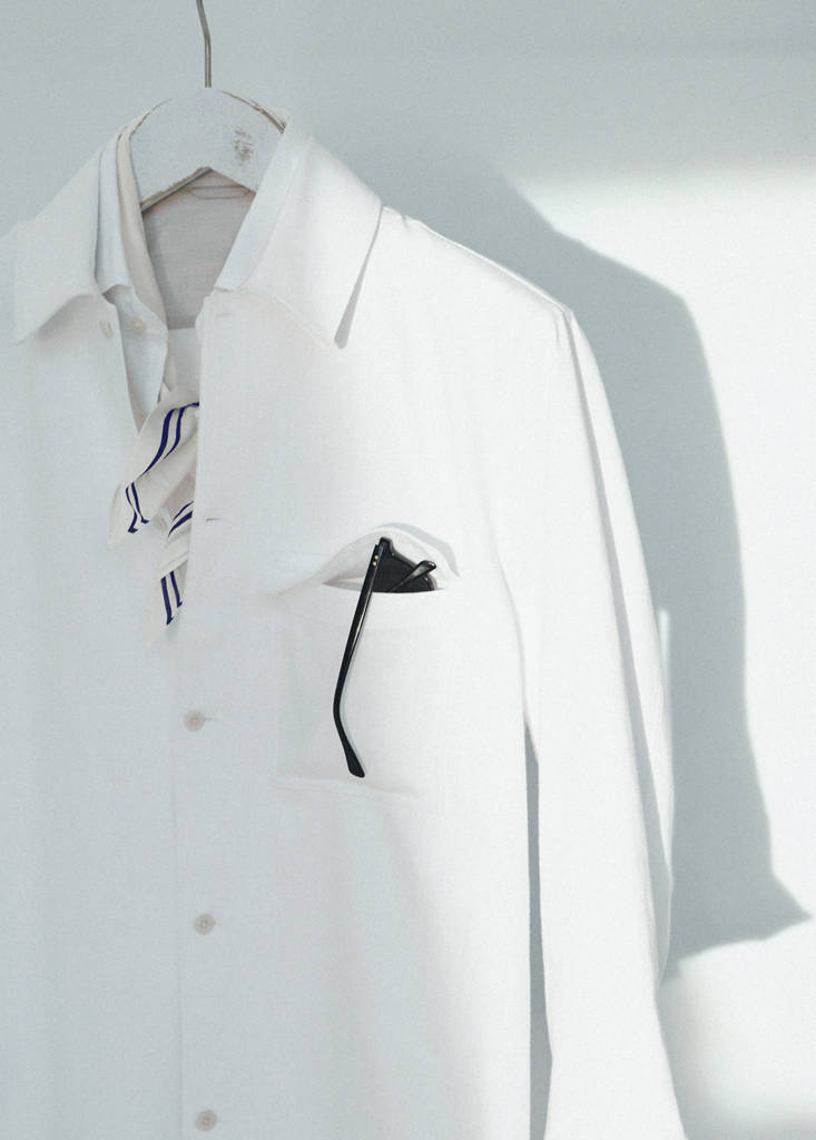 Regular fit cotton-linen blend overshirt — White