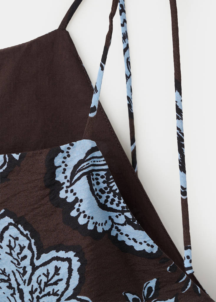 Floral print halter top — Brown