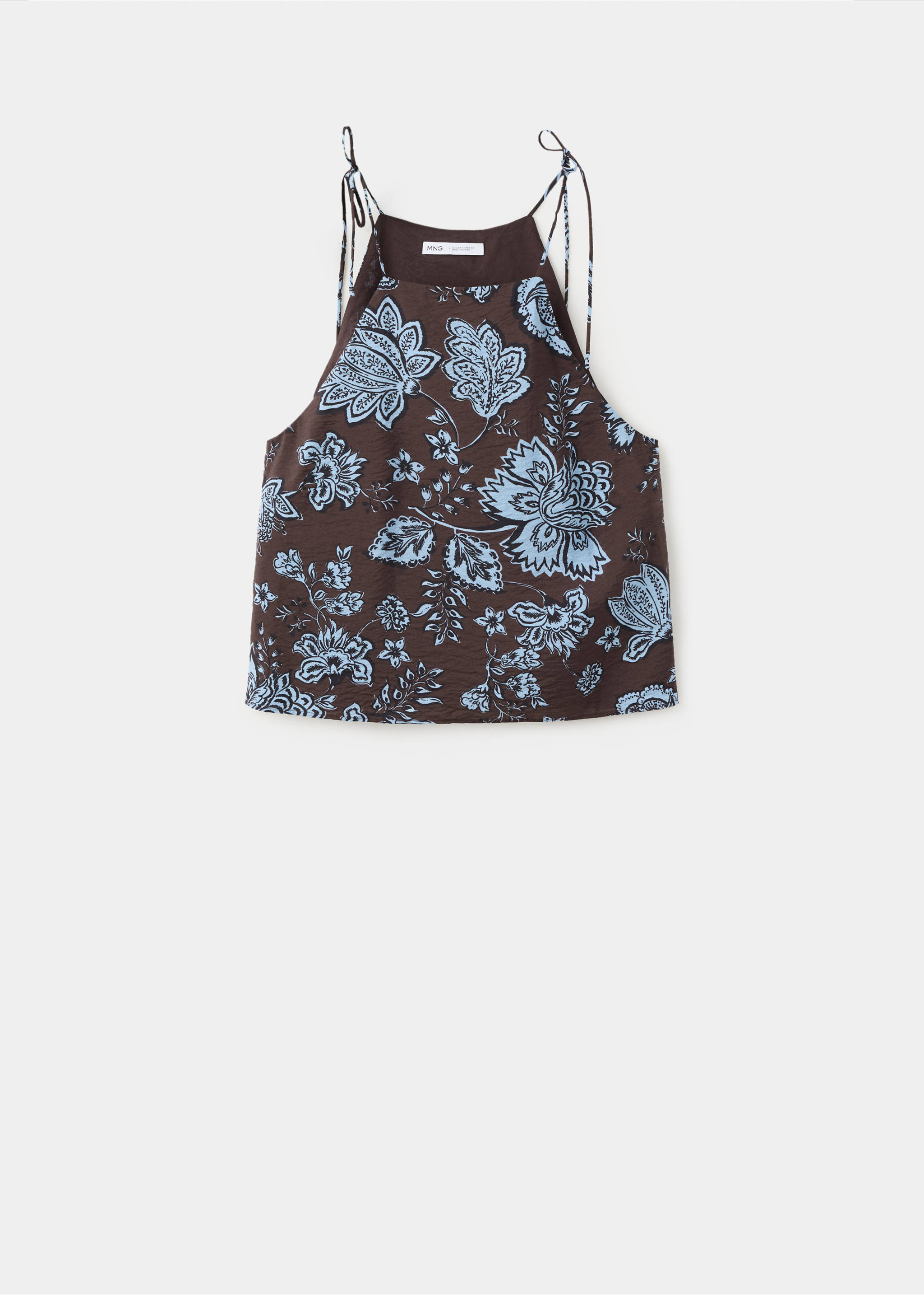 Floral print halter top - Article without model, Brown. Ref: 37092890-00.
