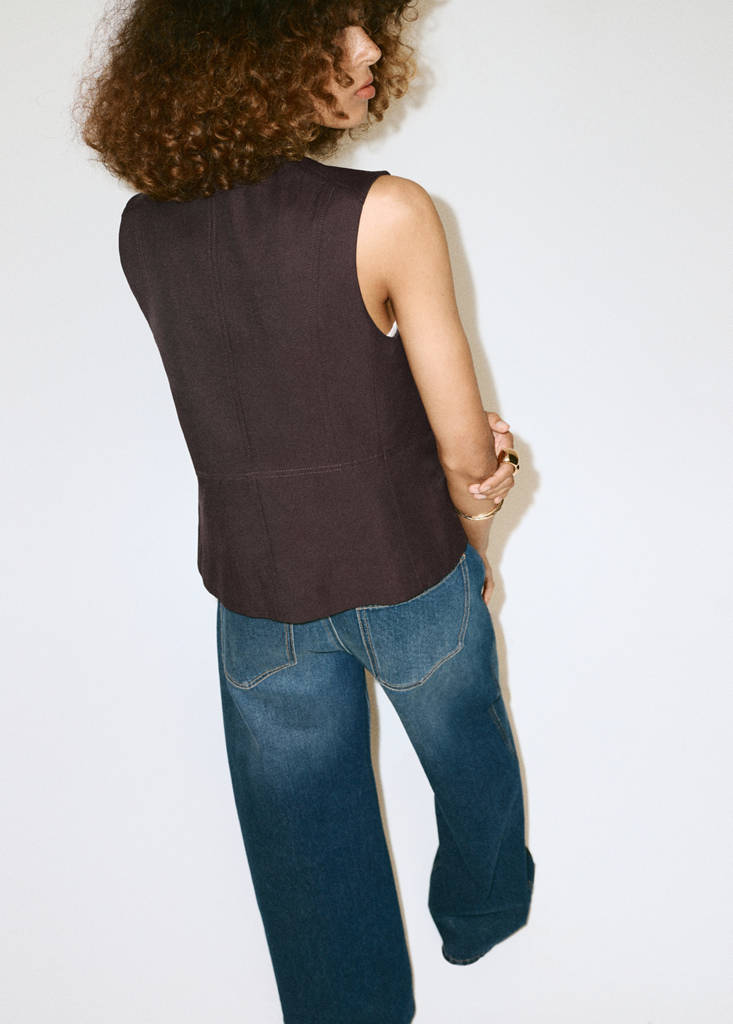 Lyocell buttoned gilet — Chocolate