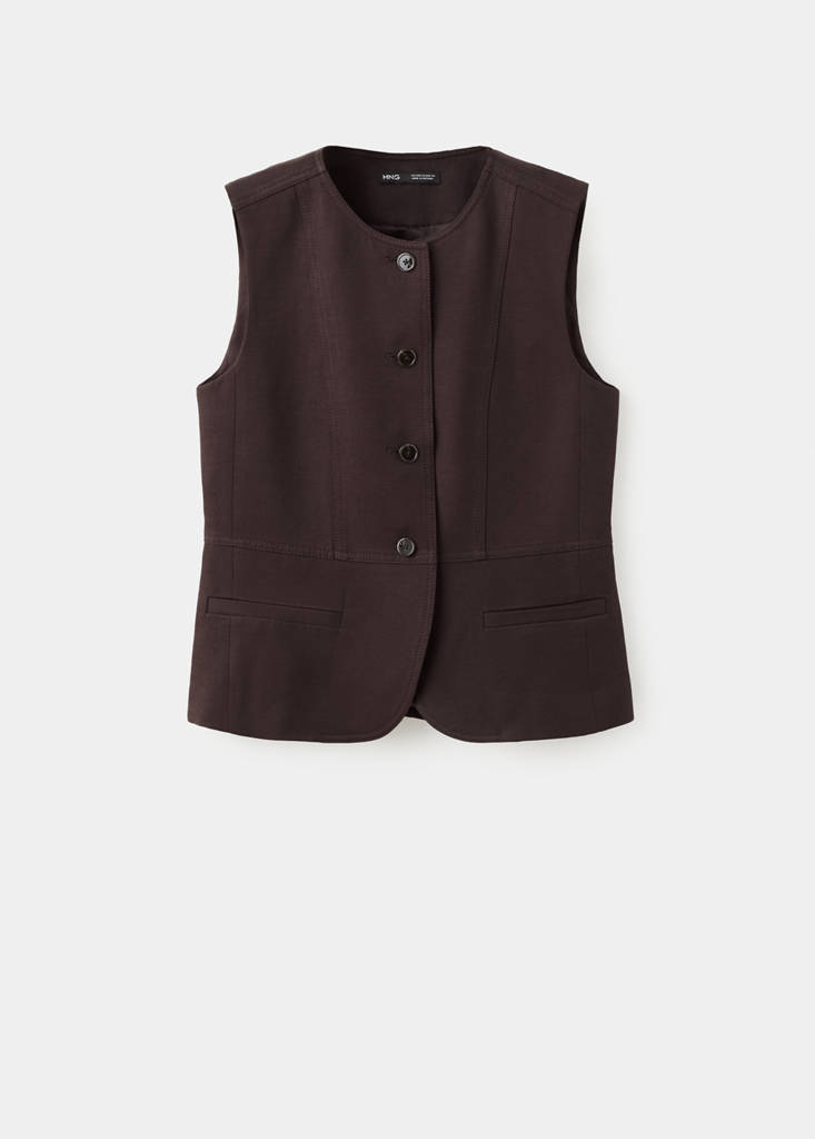 Lyocell buttoned gilet — Chocolate