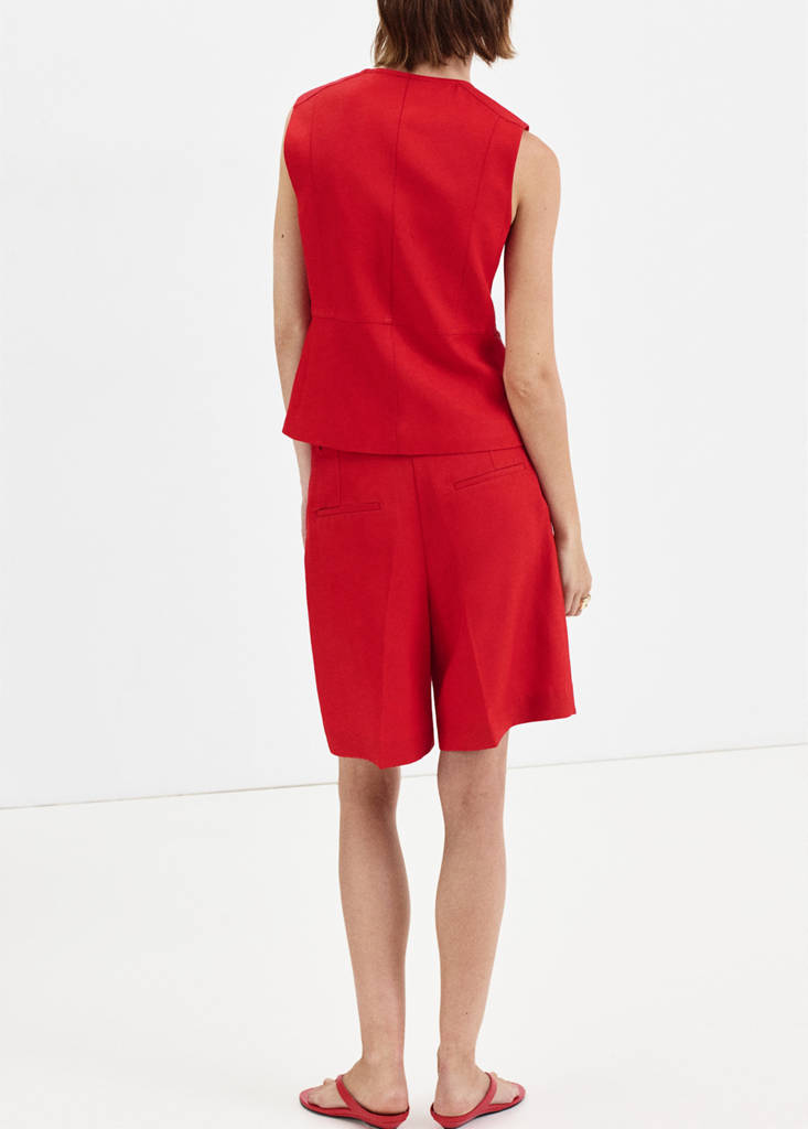 Lyocell buttoned gilet — Red