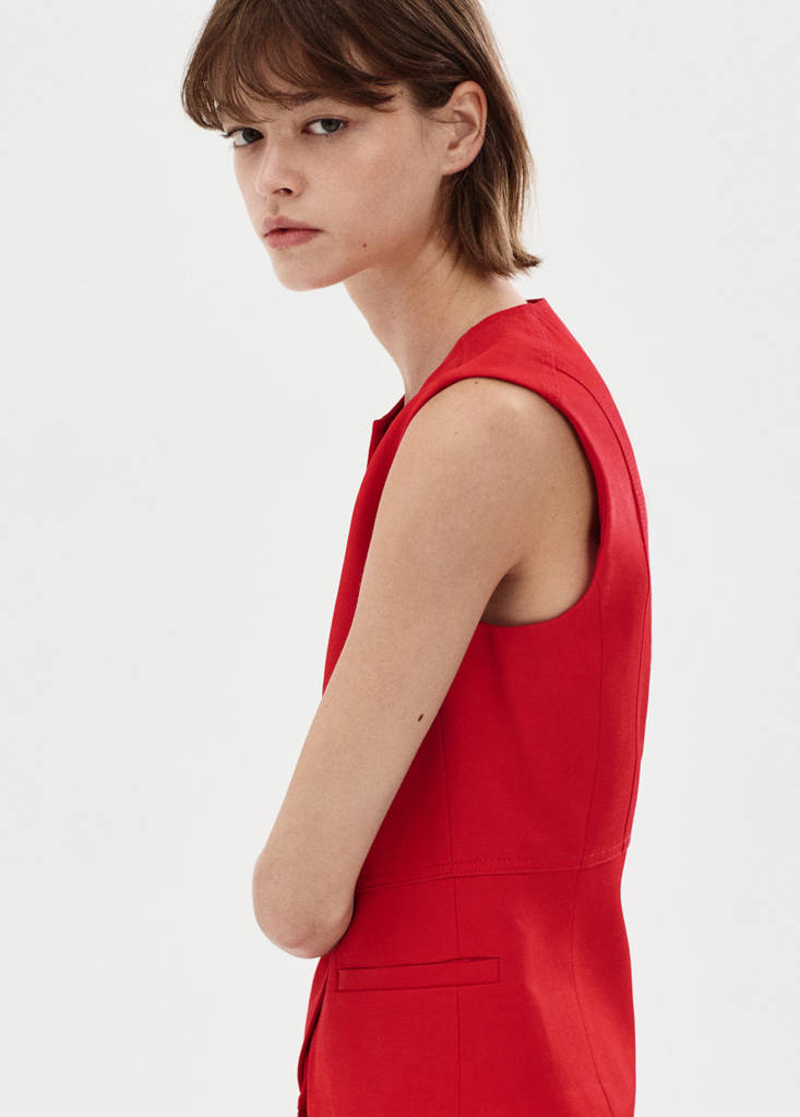 Lyocell buttoned gilet — Red