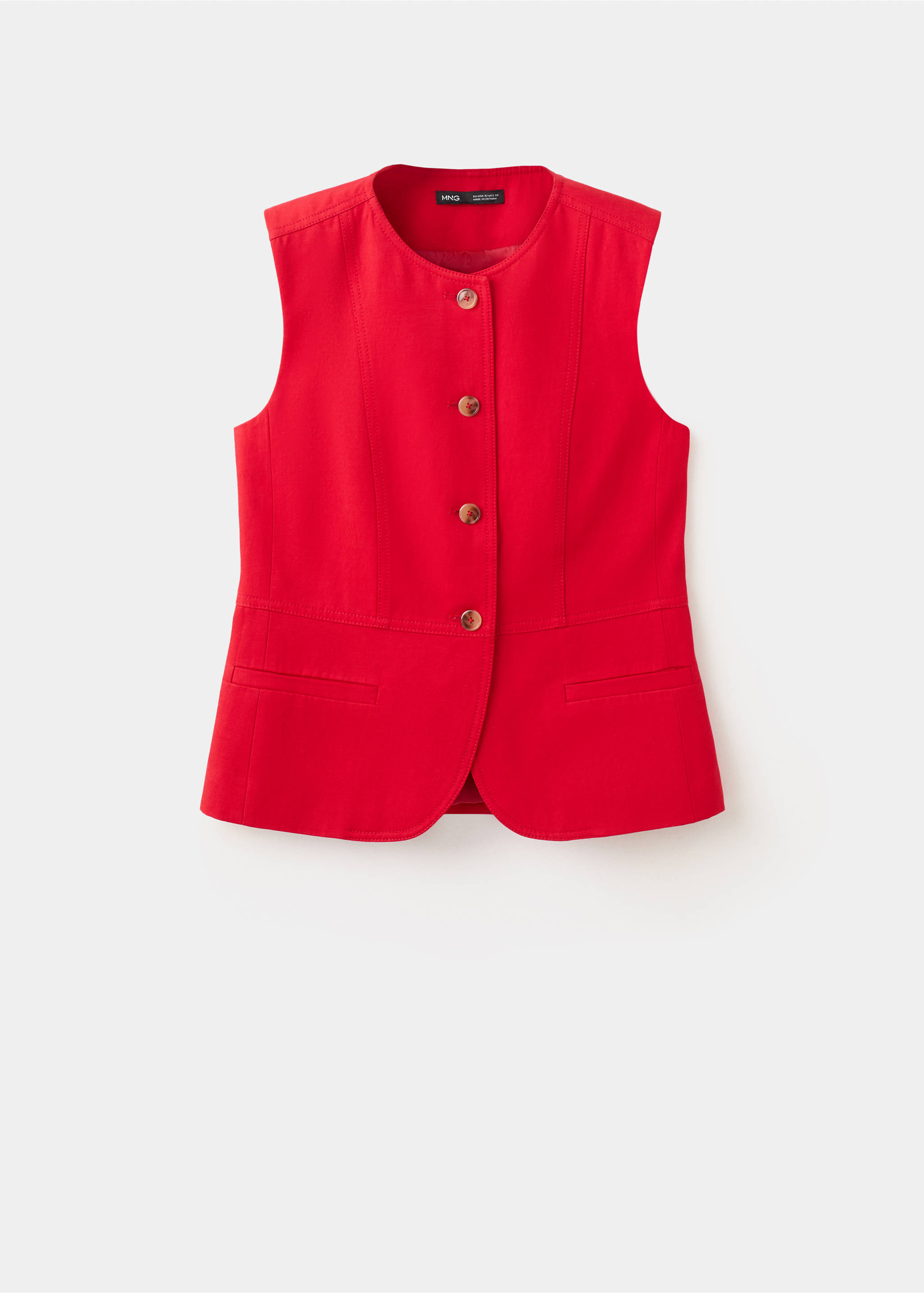 Lyocell buttoned gilet - Article without model, Red. Ref: 37092891-00.