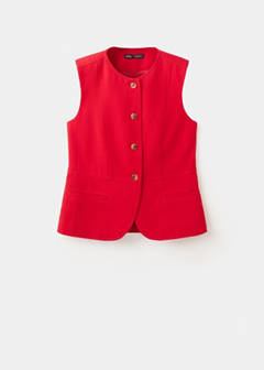 Lyocell buttoned gilet — Red 6