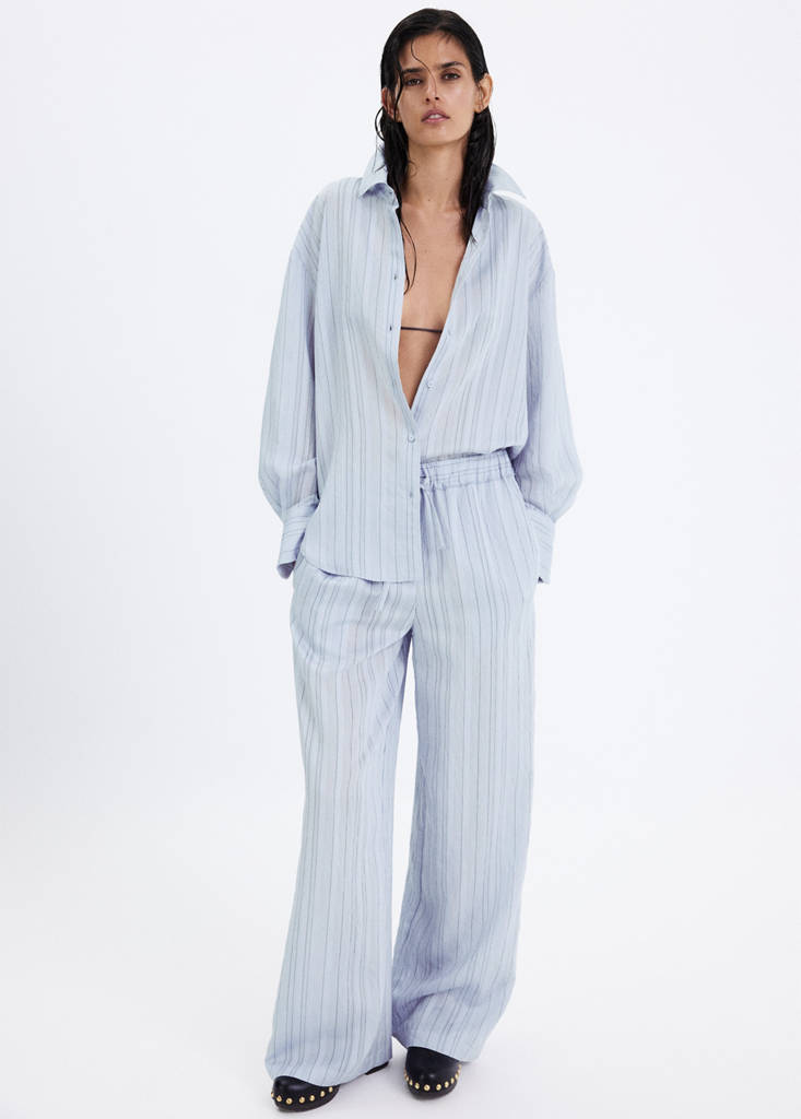 Straight striped trousers — Blue