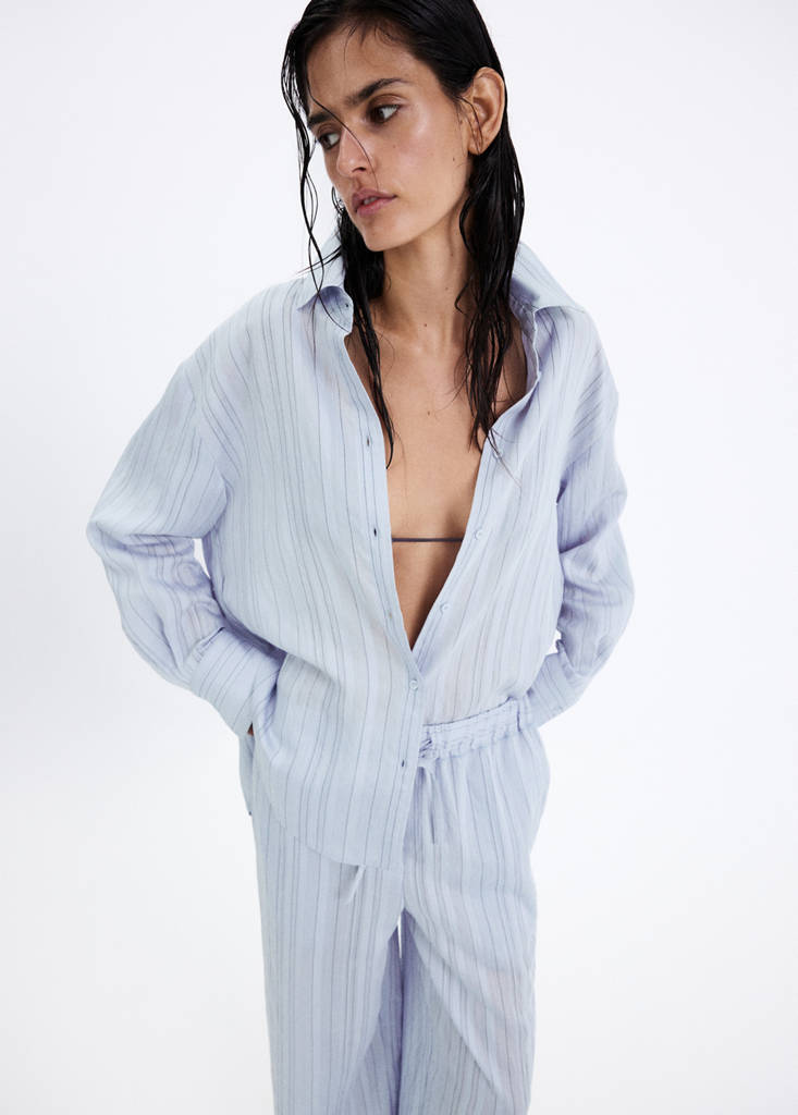 Straight striped trousers — Blue