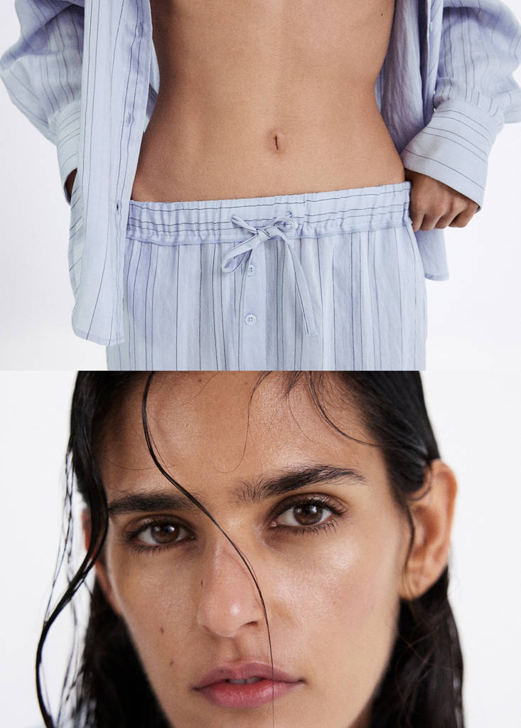 Straight striped trousers — Blue