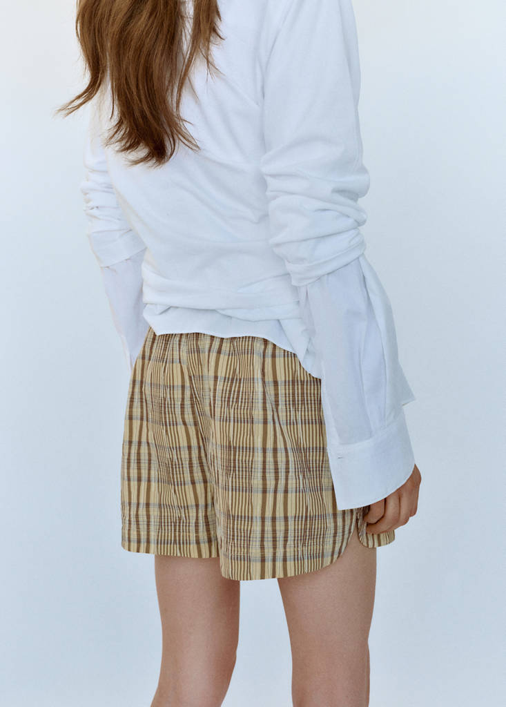 Straight checked shorts — Brown
