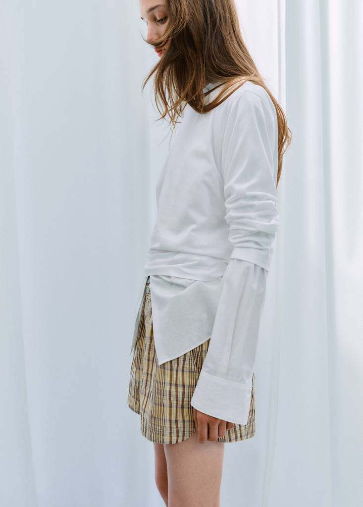 Straight checked shorts — Brown