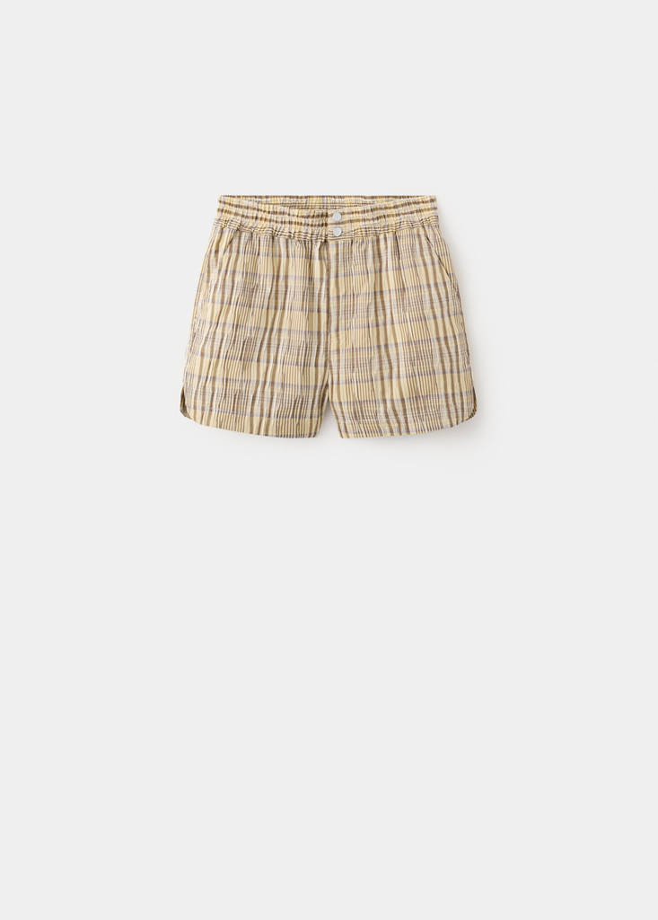 Straight checked shorts — Brown