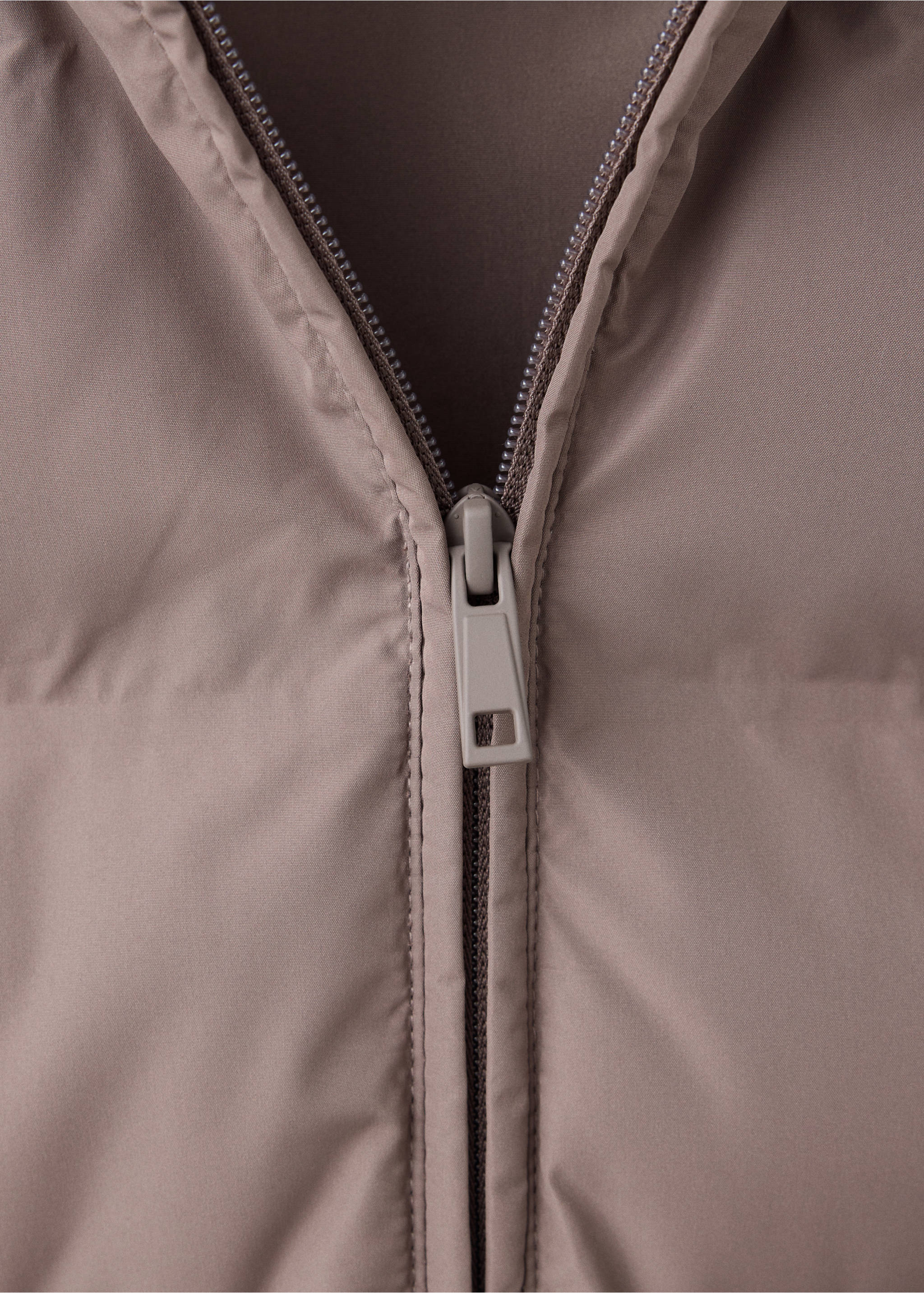 Long padded anorak with hood - Details of the article 8, Medium Brown. Ref: 37092896-00.