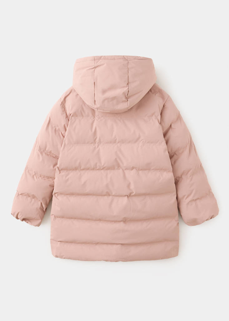 Long padded anorak with hood — Pink