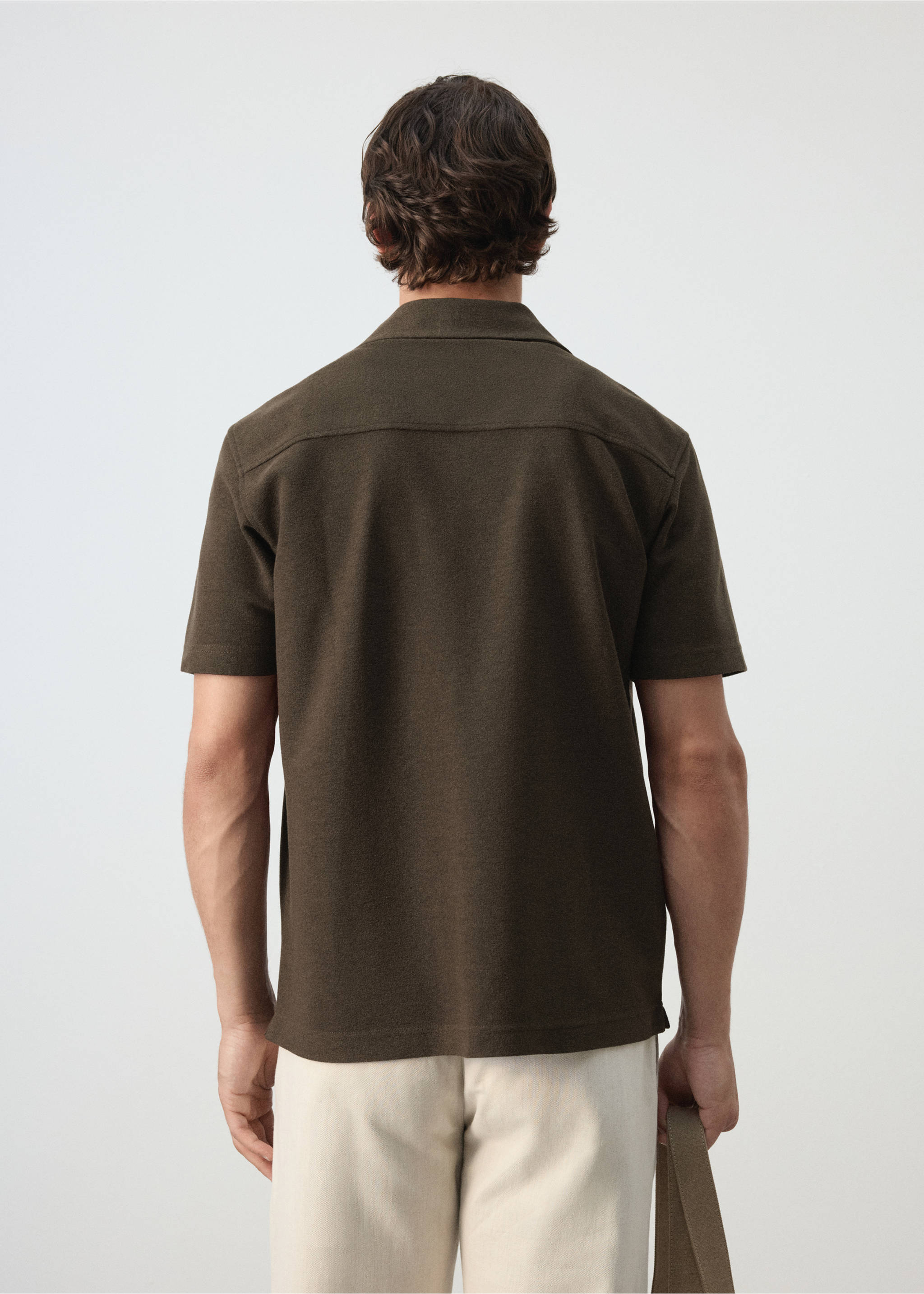 Regular fit textured shirt - Reverse of the article, Brown. Ref: 37092897-00.