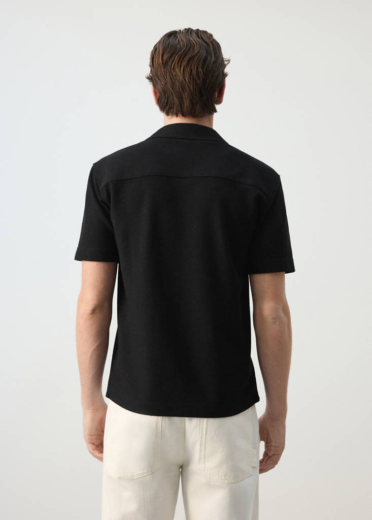 Regular fit cotton blend textured shirt — Black