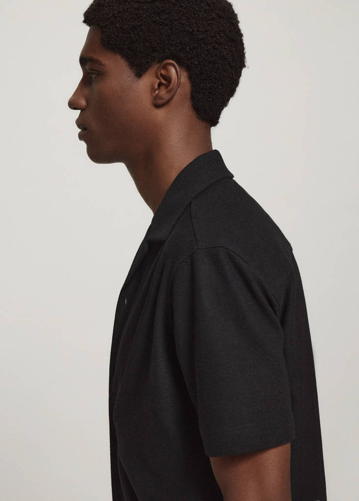 Regular fit cotton blend textured shirt — Black