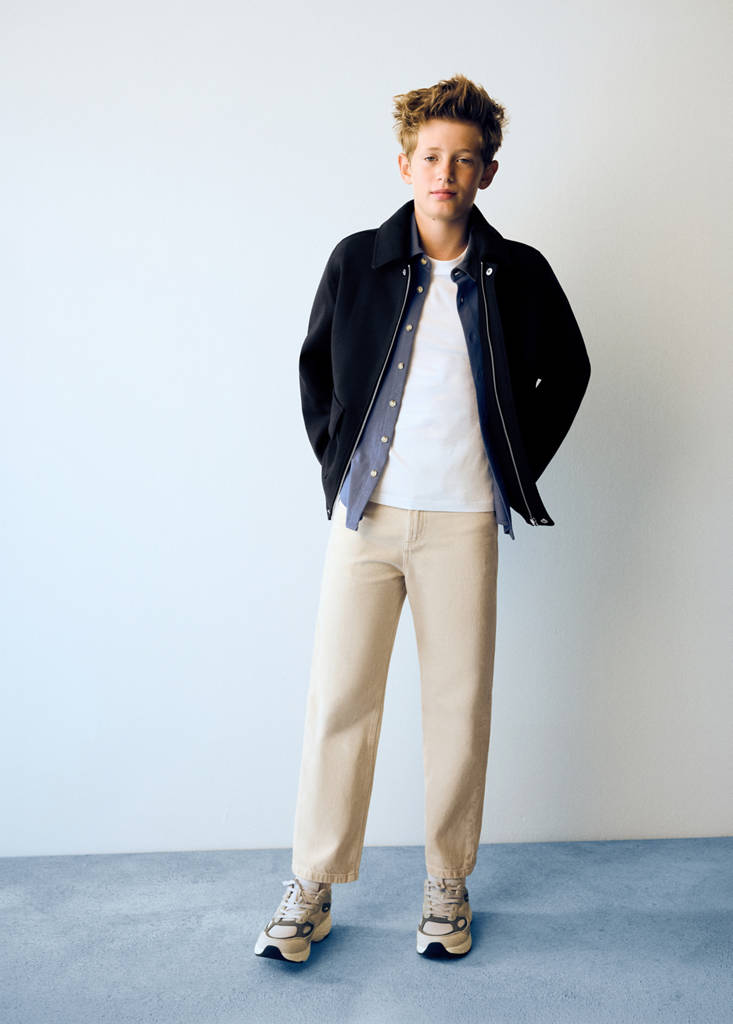 Straight cotton jeans — Sand