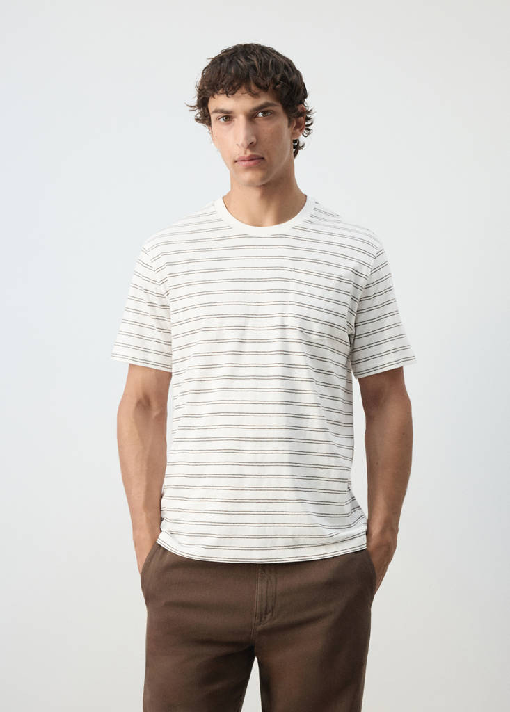 Regular fit cotton-linen blend T-shirt — Off White