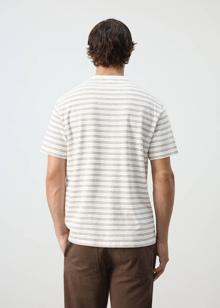 Regular fit cotton-linen blend T-shirt — Off White
