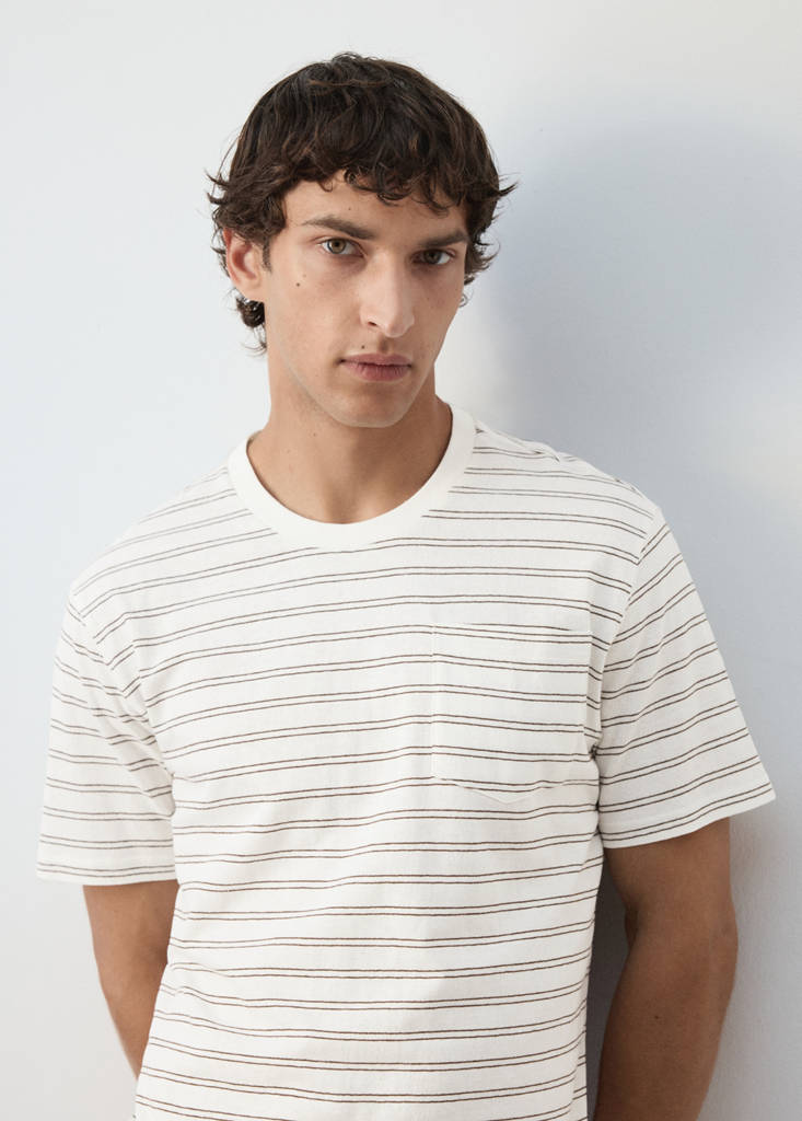 Regular fit cotton-linen blend T-shirt — Off White