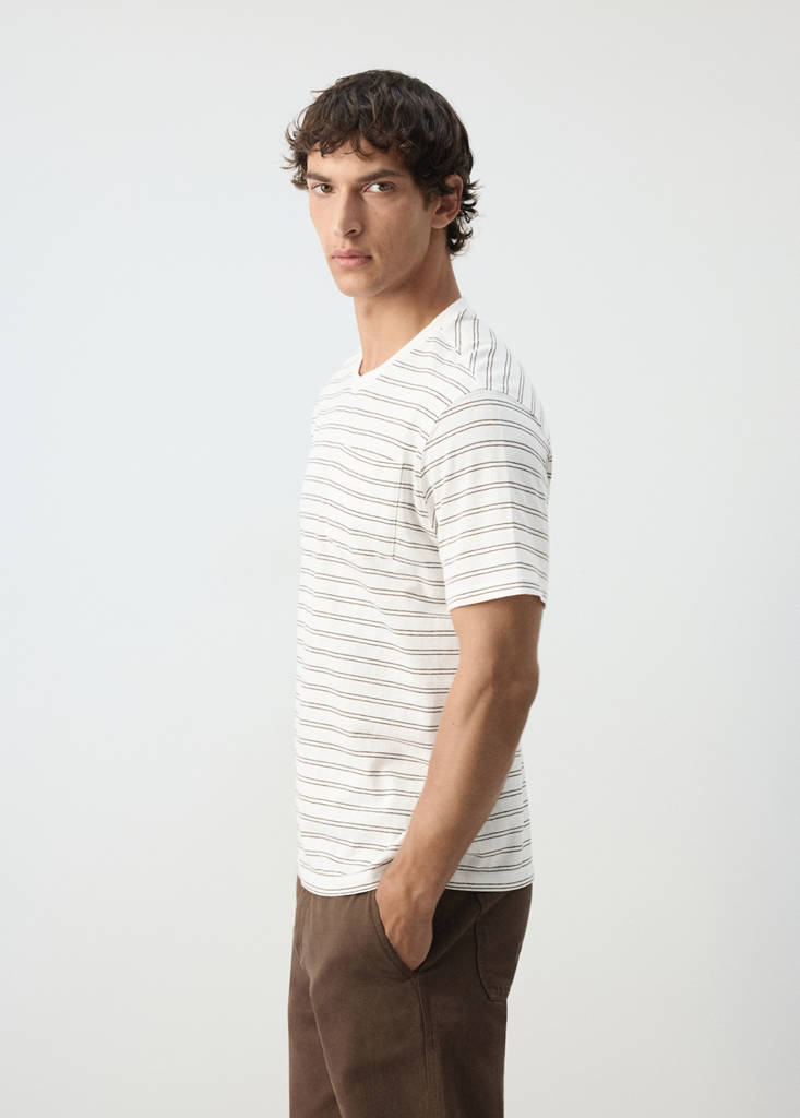 Regular fit cotton-linen blend T-shirt — Off White
