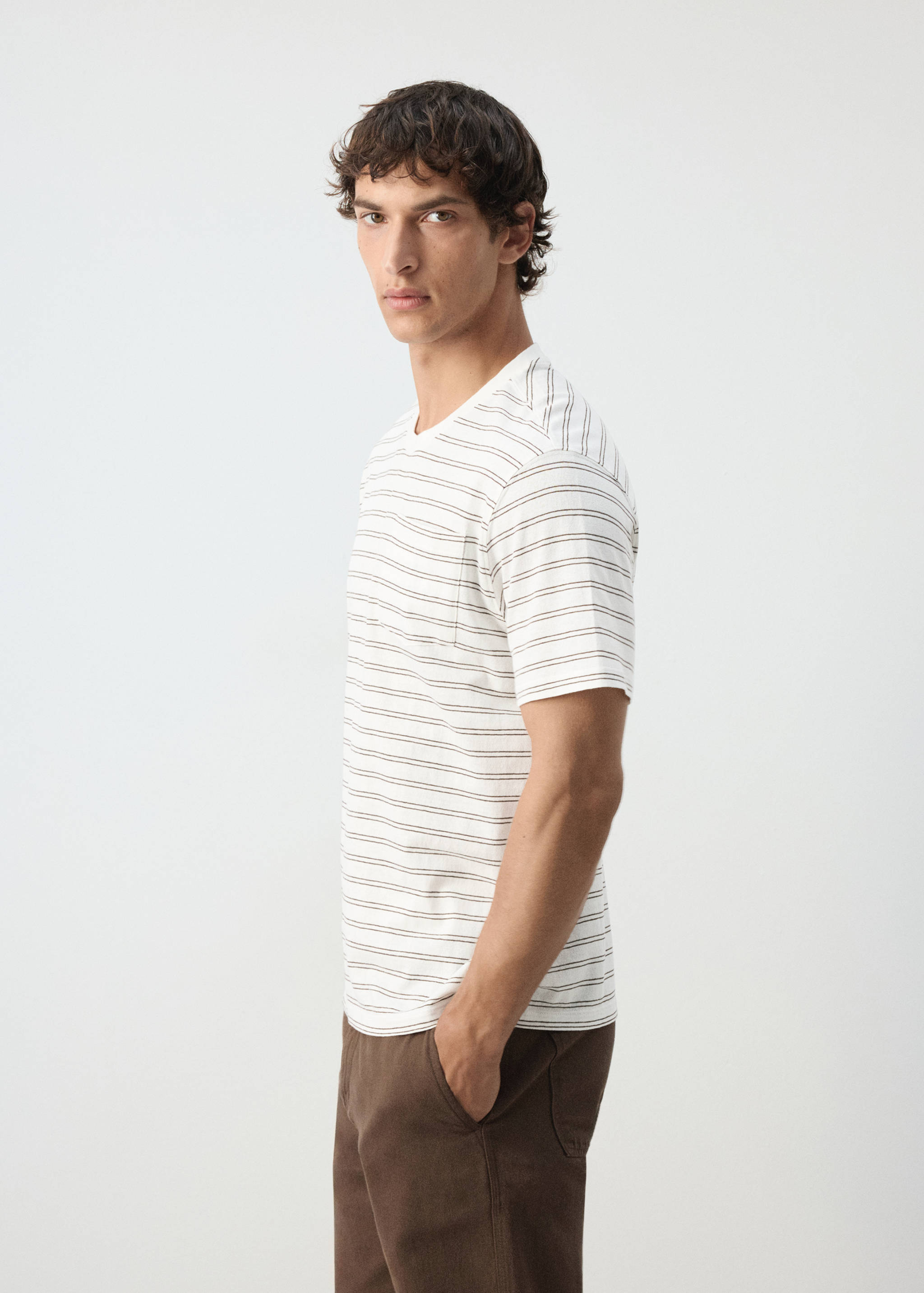 Regular fit cotton-linen blend T-shirt - Details of the article 2