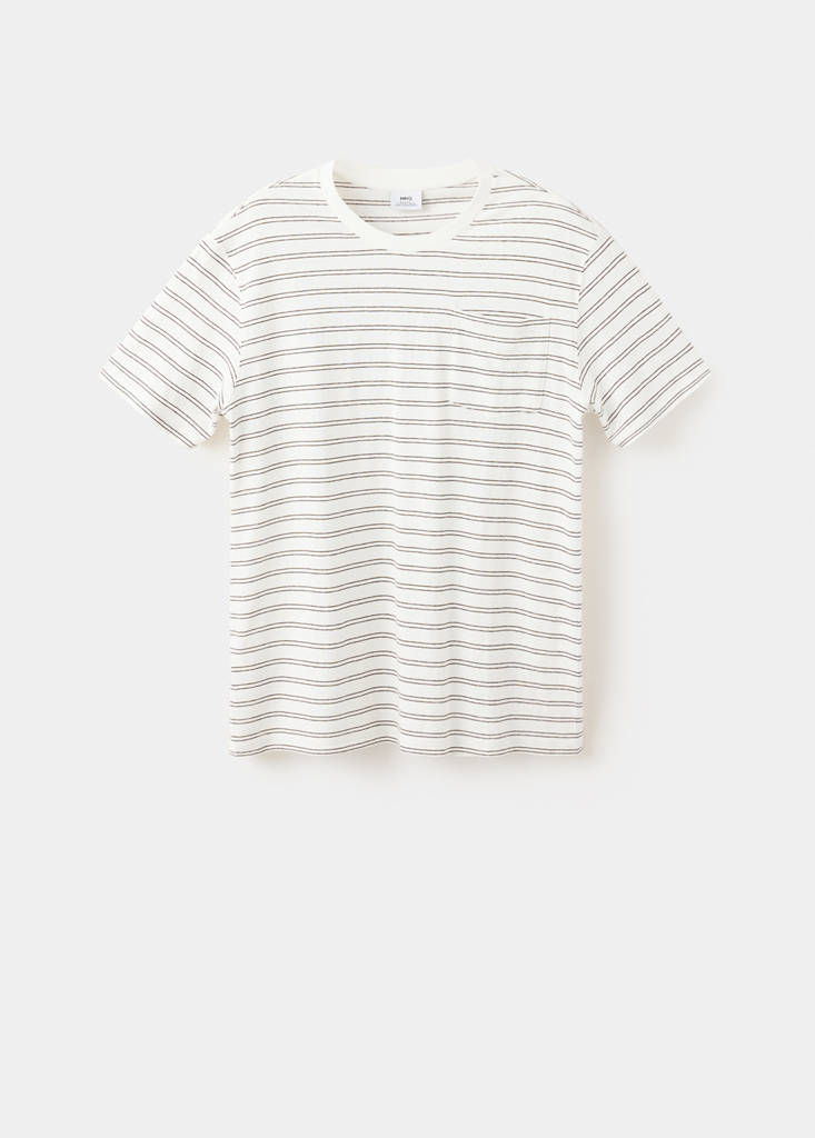 Regular fit cotton-linen blend T-shirt — Off White