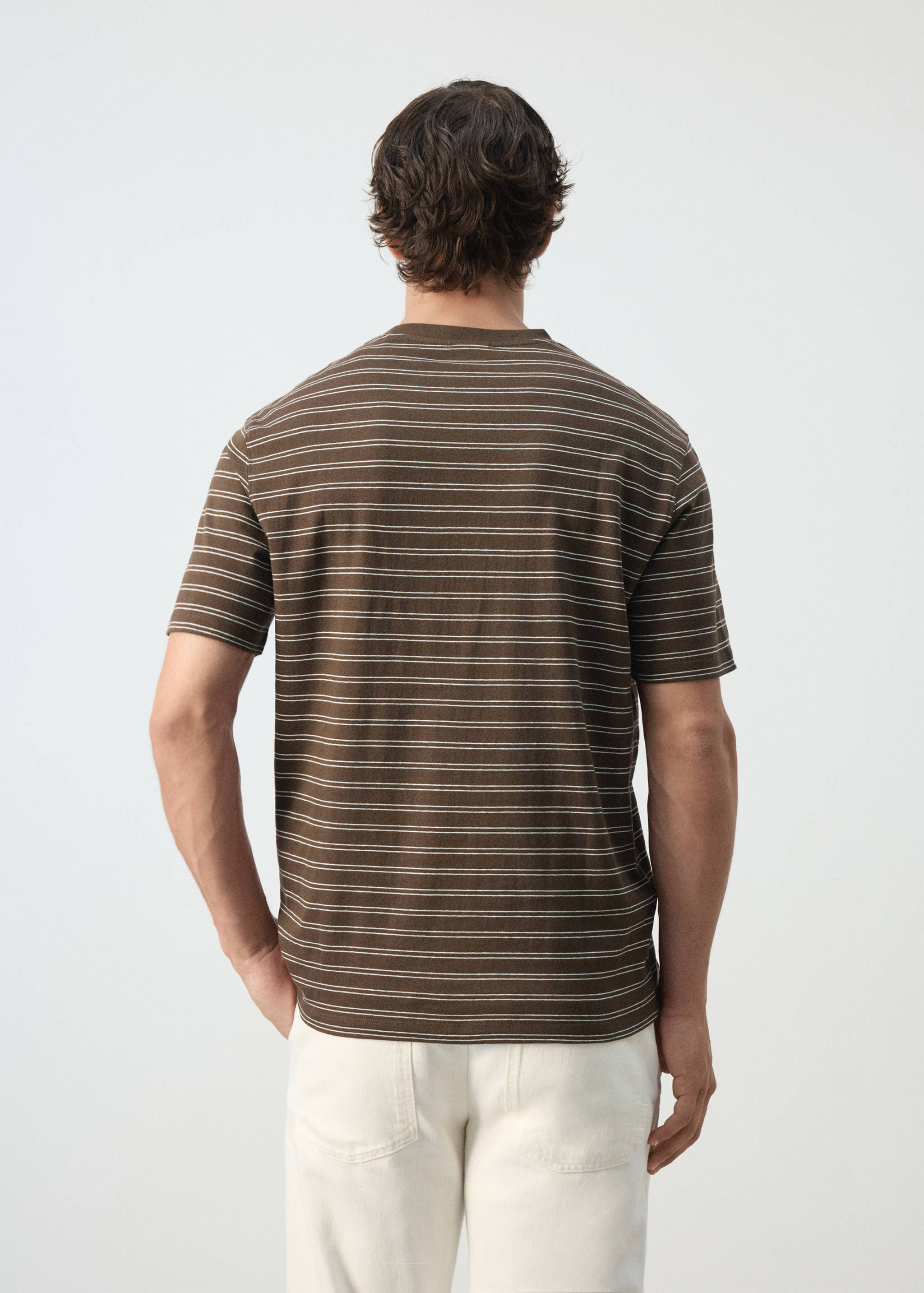 Regular fit cotton-linen blend T-shirt - Reverse of the article