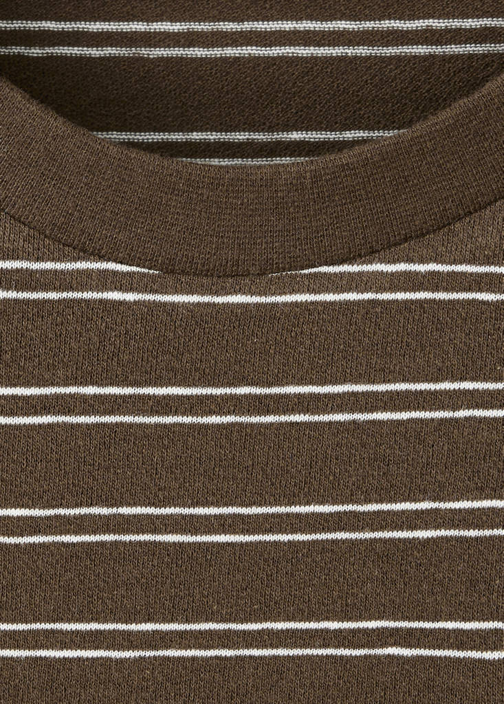 Regular fit cotton-linen blend T-shirt — Chocolate