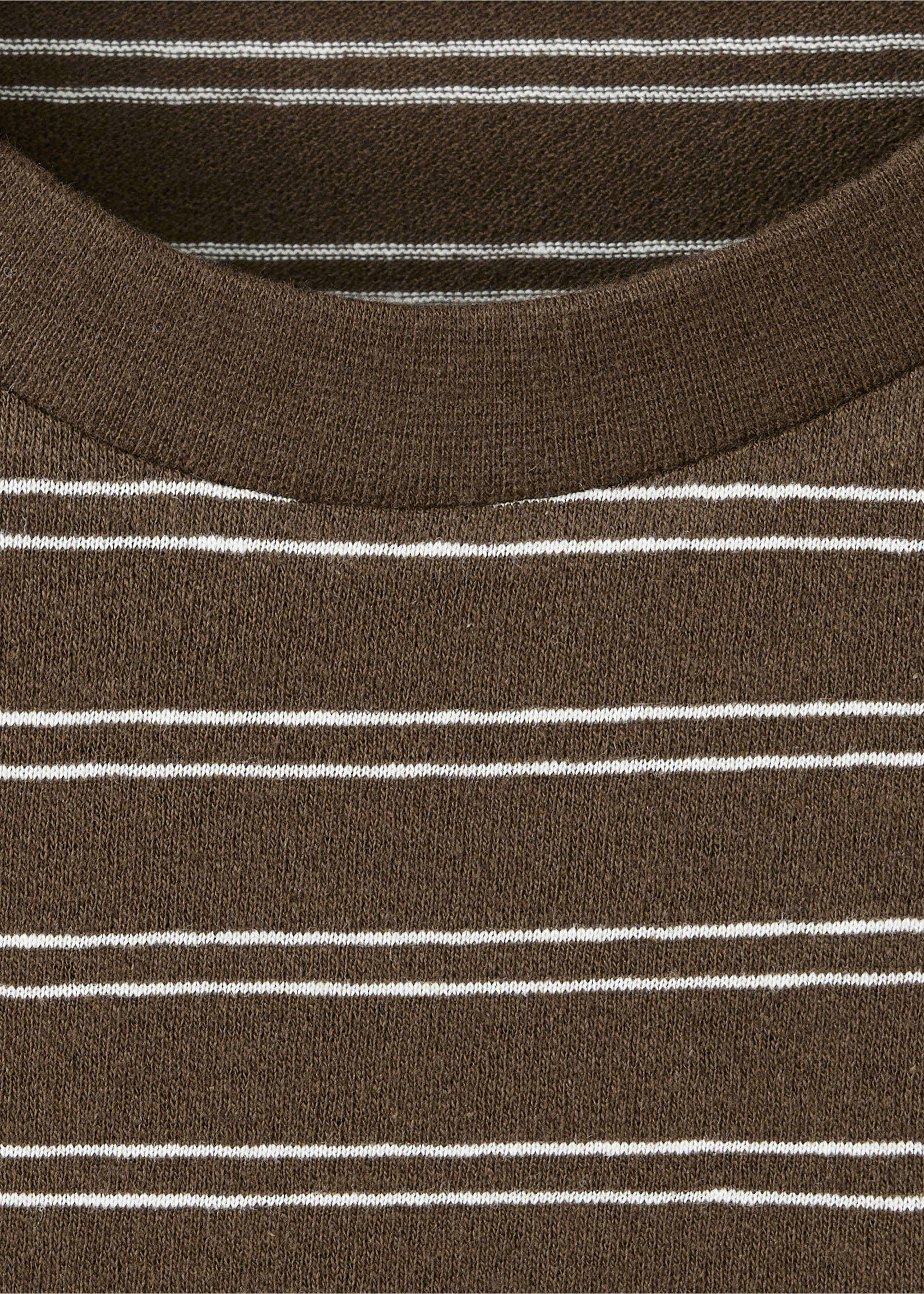 Regular fit cotton-linen blend T-shirt - Details of the article 8, Chocolate. Ref: 37092902-00.