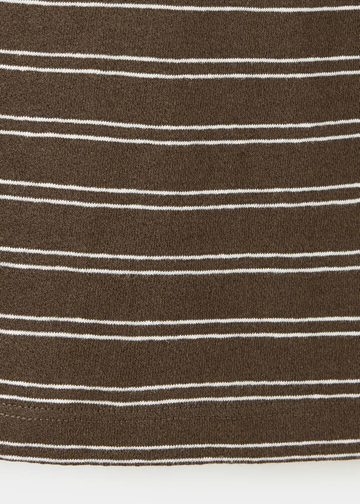 Regular fit cotton-linen blend T-shirt — Chocolate