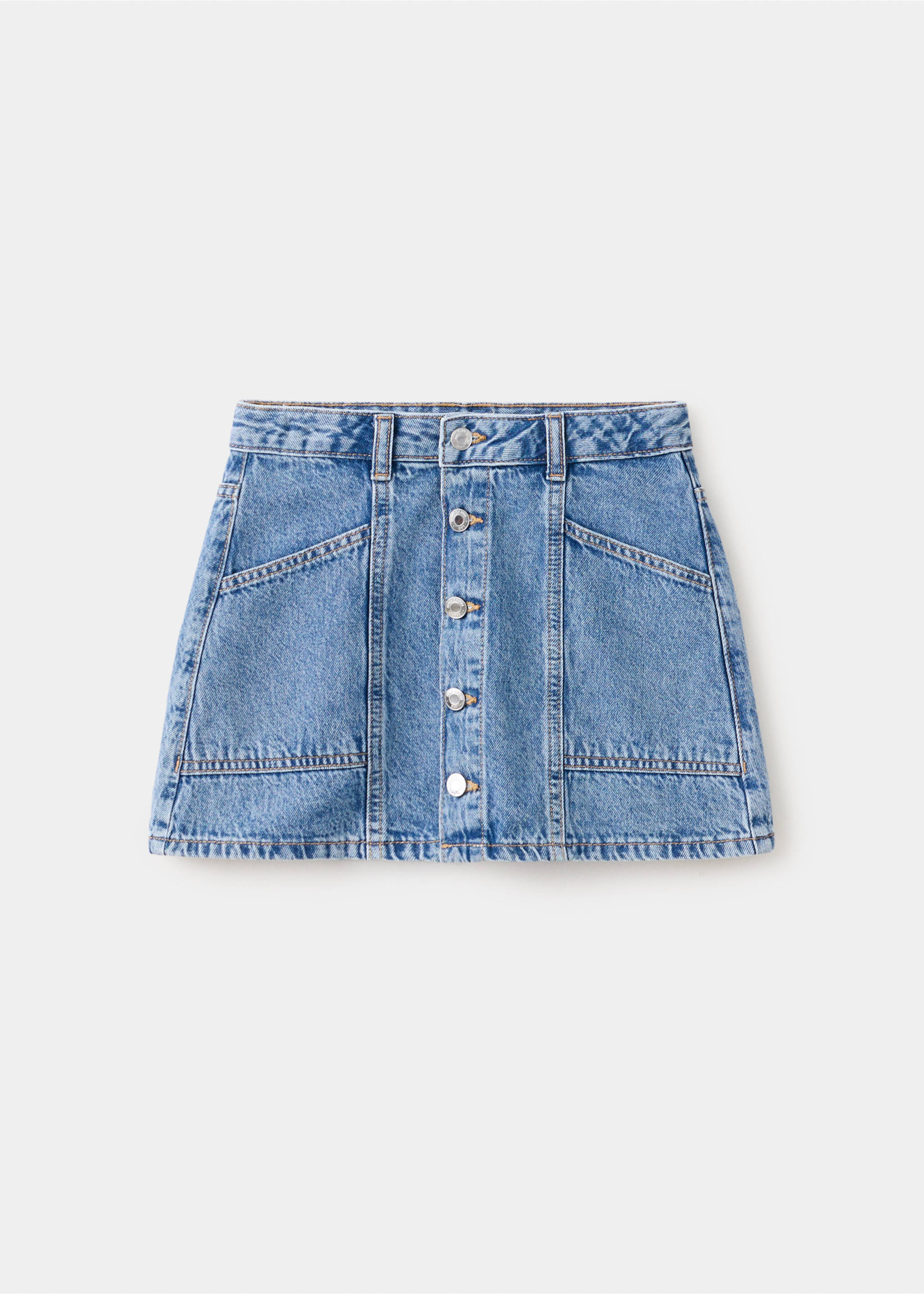 Jupe en jean boutons - Article sans modèle, Bleu moyen. Ref: 37092905-00.