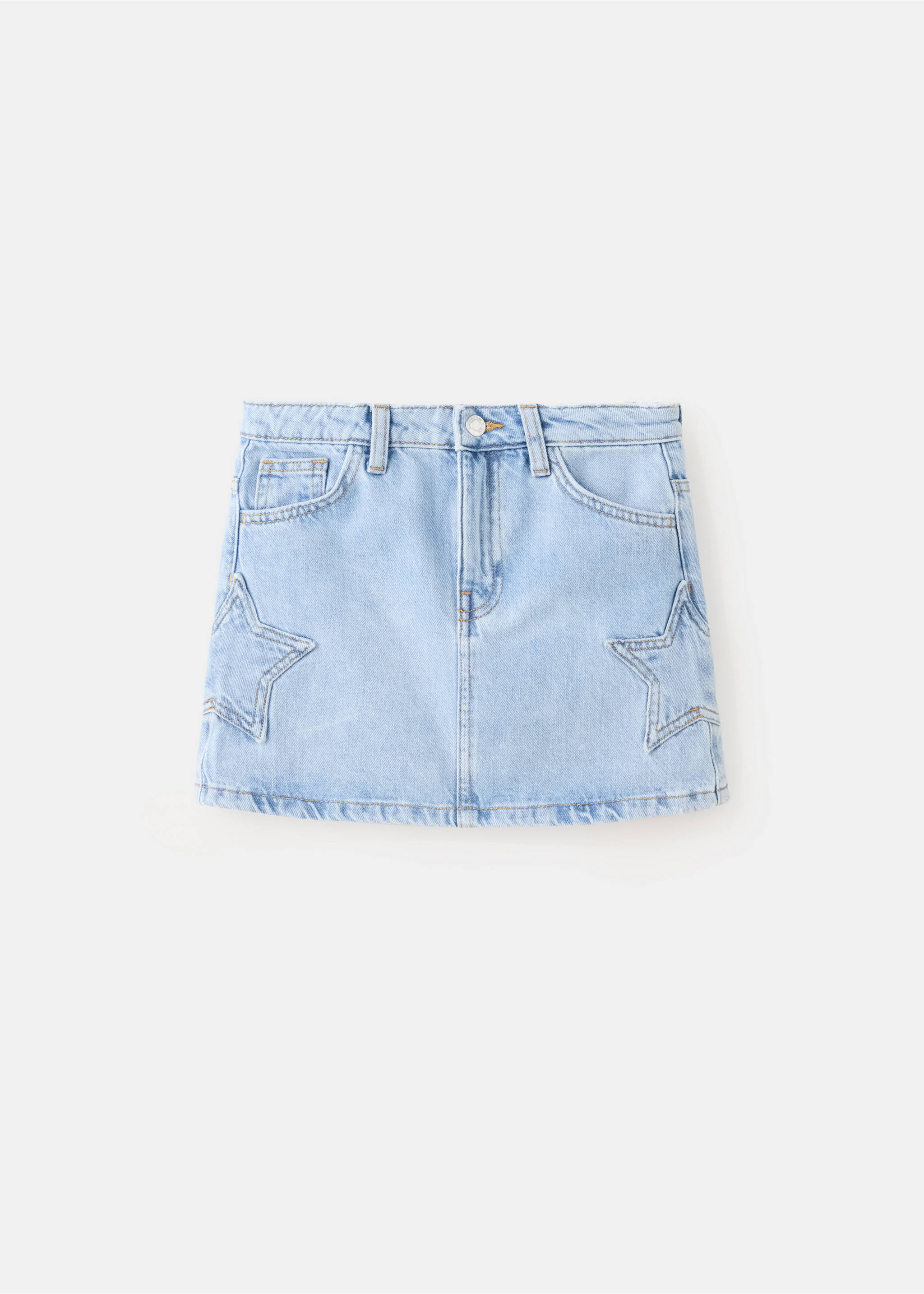 Jupe en jean à étoiles - Article sans modèle, Bleu clair. Ref: 37092906-00.