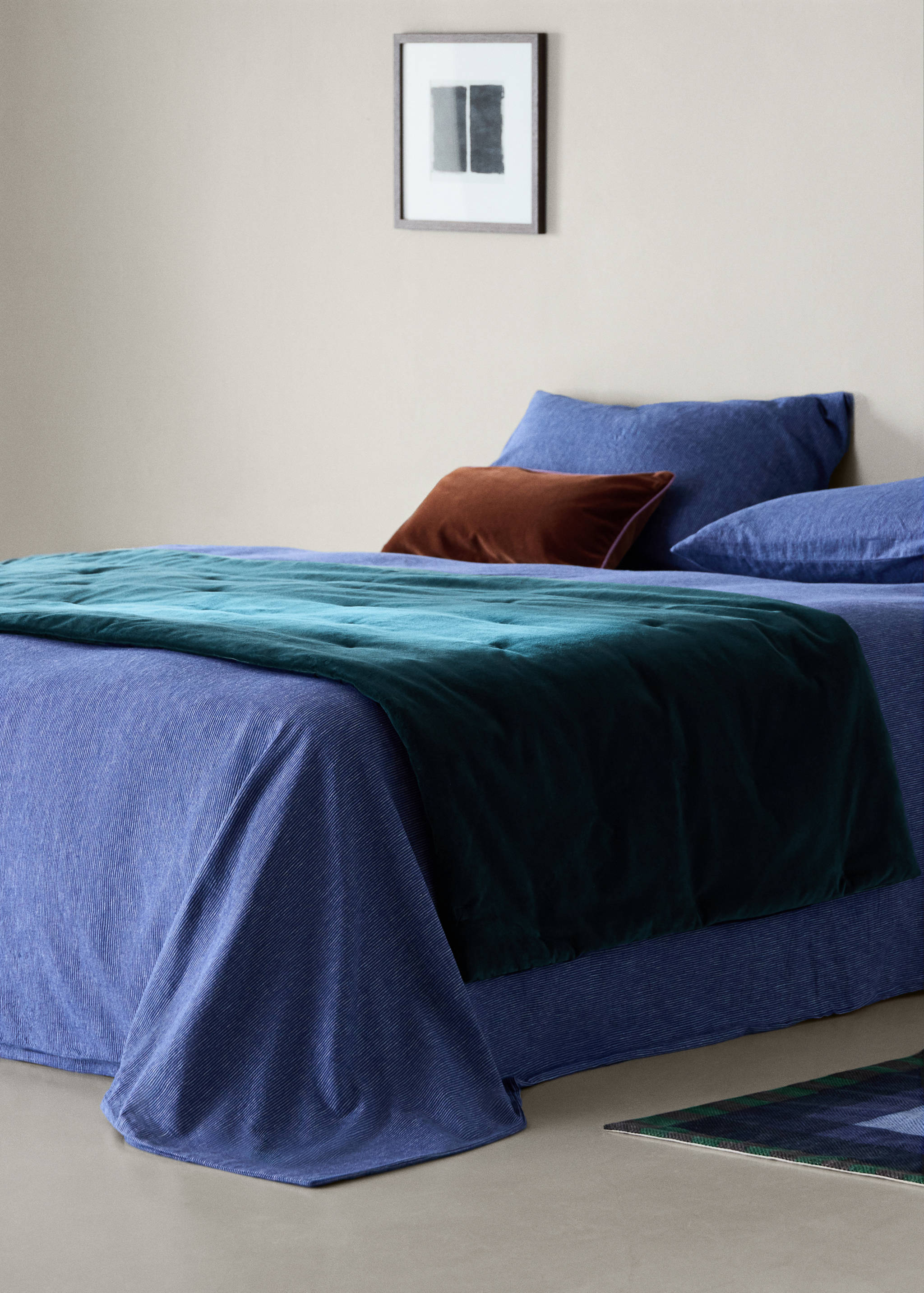 Velvet cotton garment-dye bedspread footboard - General plane