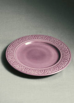 Stoneware decorative border flat plate — Purple 5