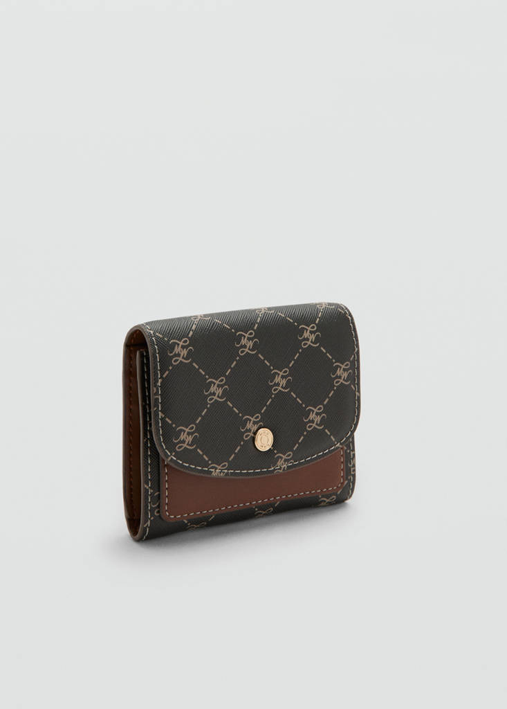 Medium wallet with logo print flap — Brown
