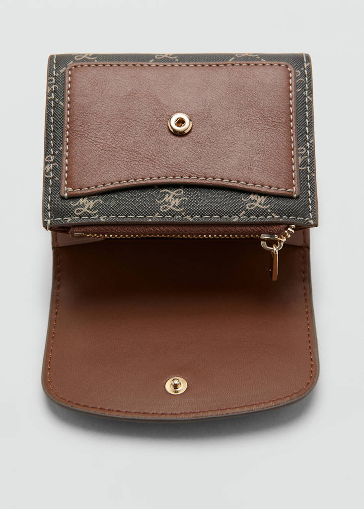 Medium wallet with logo print flap — Brown