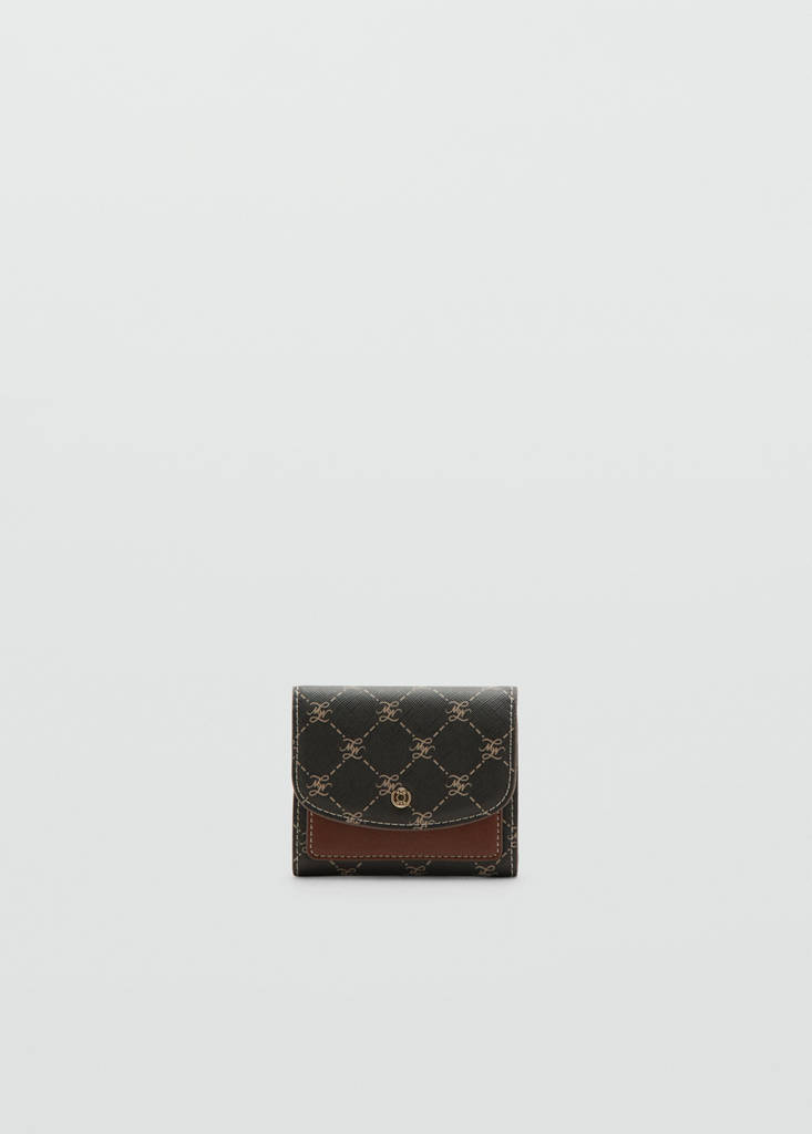 Medium wallet with logo print flap — Brown