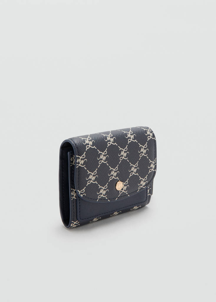 Medium wallet with logo print flap — Navy