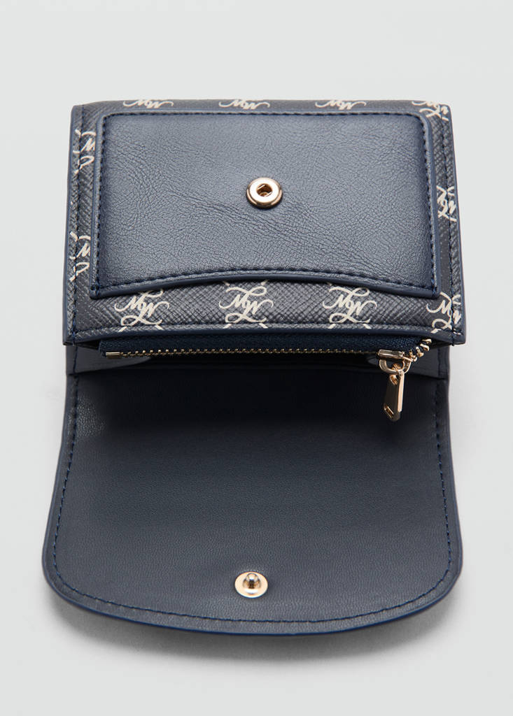 Medium wallet with logo print flap — Navy