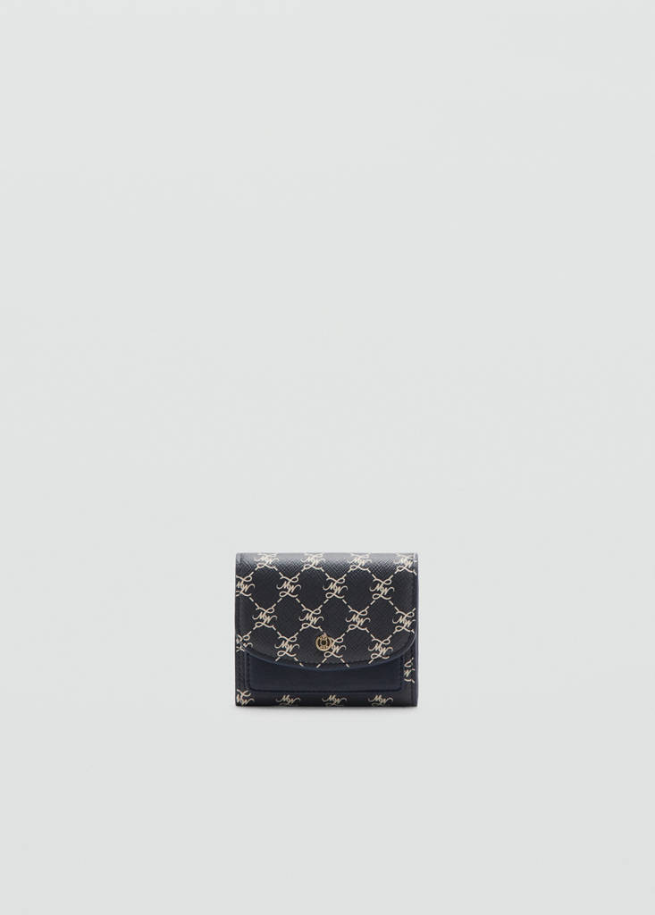 Medium wallet with logo print flap — Navy
