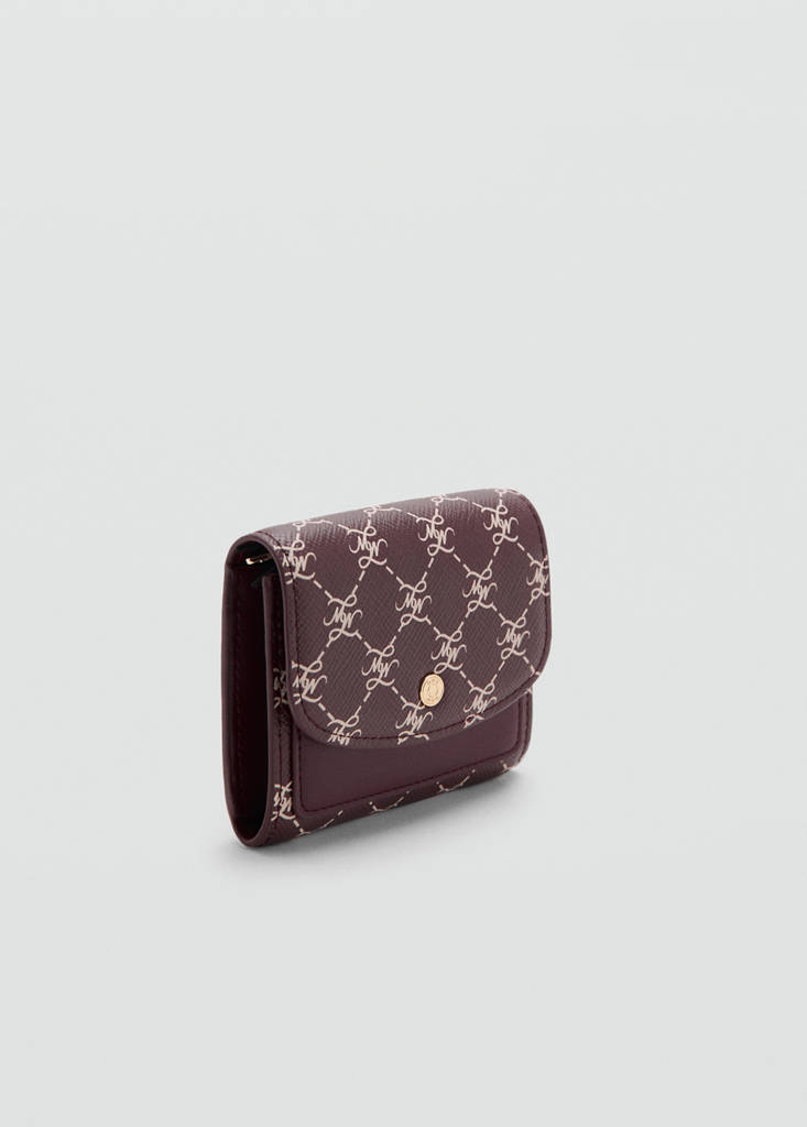Medium wallet with logo print flap — Burgundy