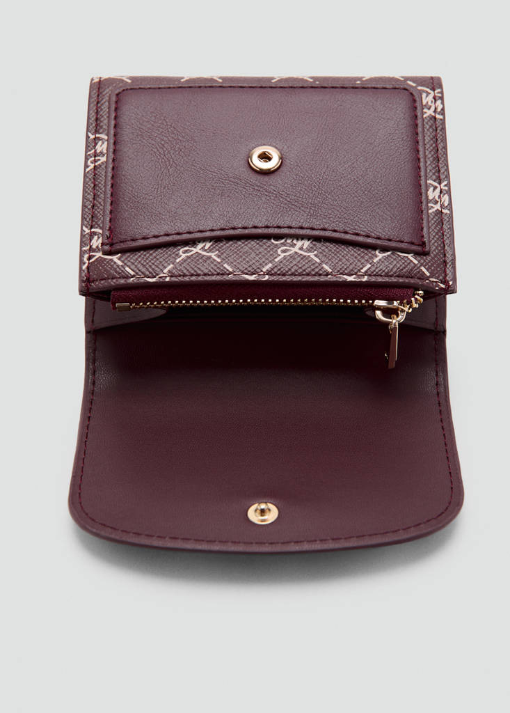 Medium wallet with logo print flap — Burgundy