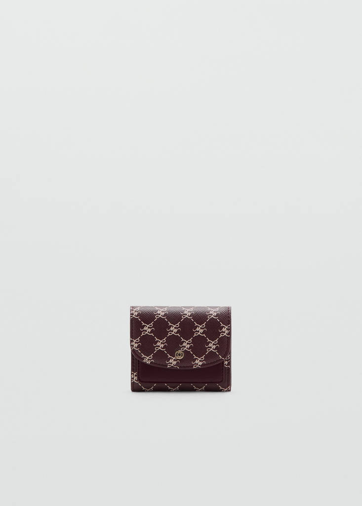 Medium wallet with logo print flap — Burgundy